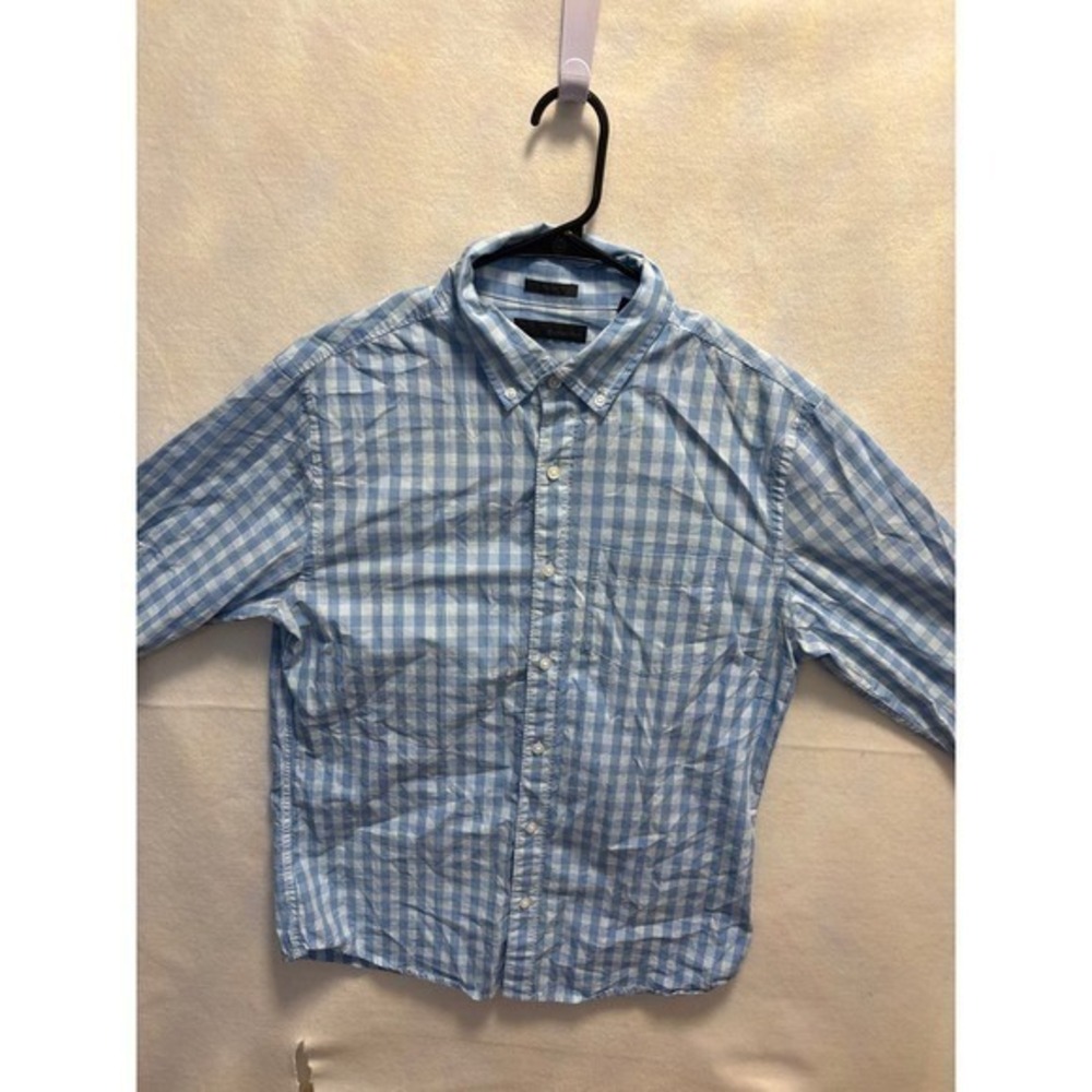 Hawker‎ Rye Gingham Button Down Shirt Mens Medium Blue Slim Fit Excellent Cotton